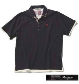 Pincponc チェック使いポロシャツ(半袖) ブラック