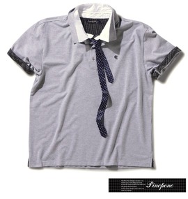 Pincponc ネクタイ付ポロシャツ(半袖) モクグレー