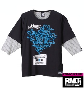 RIMASTER フェイク七分袖Tシャツ ブラック×モクグレー