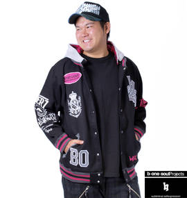 b-one-soul フード付スウェットスタジャン ブラック