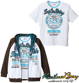 kailua Bay ジップパーカー+Tシャツ半袖 ホワイト×ホワイト