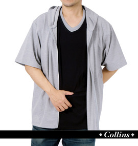 COLLINS ジップパーカー+VTシャツ半袖 グレー×ブラック