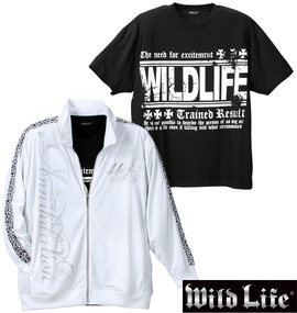 WILD LIFE ベロア切替長袖ジャージ+半袖Tシャツ ホワイト×ブラック