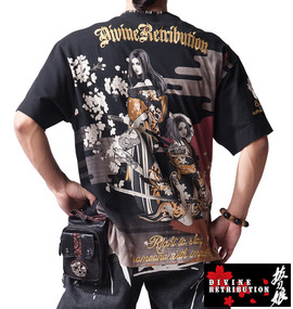 絡繰魂抜刀娘 月光桜Tシャツ(半袖) ブラック