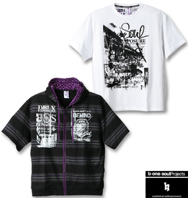 b-one-soul パーカー+Tシャツ(半袖) ブラック×ホワイト