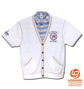 LIFE GUARD フェイクレイヤード半袖カーディガン オフホワイト