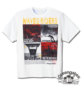 Greengates サーフプリント半袖Tシャツ オフホワイト