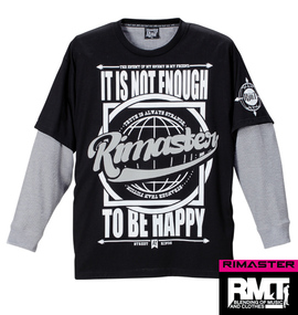 RIMASTER 発泡プリントフェイクTシャツ ブラック×モクグレー