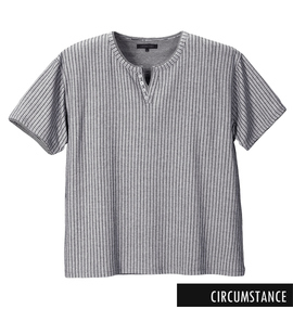 CIRCUMSTANCE フェイクレイヤード半袖Tシャツ モクグレー