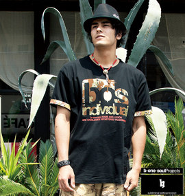 b-one-soul カモフラロゴ半袖Tシャツ ブラック
