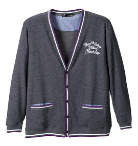 launching pad ミニ裏毛Vカーディガン チャコール杢