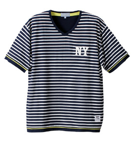 Greengates ボーダー半袖VTシャツ オフホワイト×ネイビー