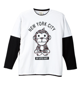 UITTG フェイクレイヤード長袖Tシャツ ホワイト