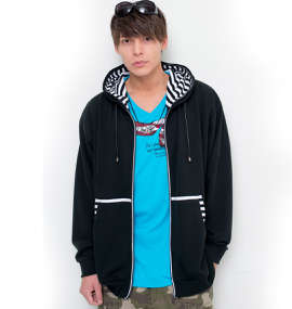 EUROYAL ダンボールニットWフードパーカー ブラック