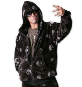 WILD LIFE 総柄ボアフルジップパーカー ブラック