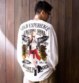 FLAGSTAFF 刺繍&プリント長袖Tシャツ ホワイト