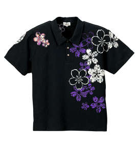 絡繰魂 フクレジャガード半袖ポロシャツ ブラック