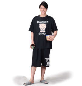 豊天 吸汗速乾半袖Tシャツ+ハーフパンツ ブラック×ブラック