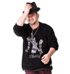 RIMASTER カモフラプリント長袖Tシャツ ブラック