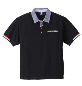 Timely Warning 鹿の子バイアス前立て半袖ポロシャツ ブラック