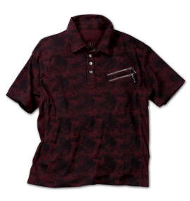 in the attic タイダイプリント半袖ポロシャツ ボルドー