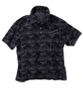 in the attic タイダイプリント半袖ポロシャツ チャコール