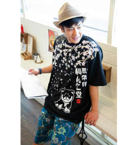 黒柴印和んこ堂 スラブ天竺半袖Tシャツ ブラック