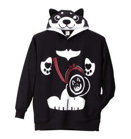 黒柴印和んこ堂 裏起毛プルパーカー ブラック