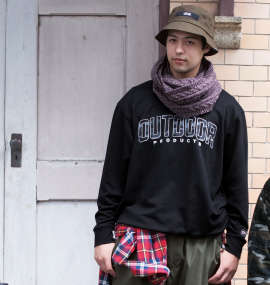 OUTDOOR PRODUCTS スポーツ裏毛クルートレーナー ブラック