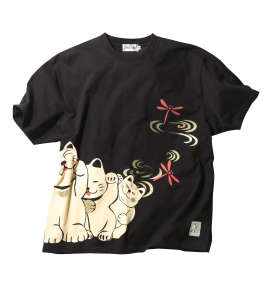 絡繰魂 ニャ～ニャ～トレイン半袖Tシャツ ブラック