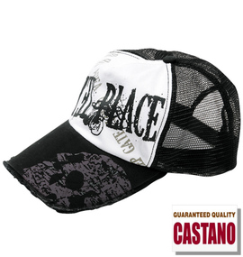  ダメージ加工ツイルメッシュキャップ ホワイト×ブラック