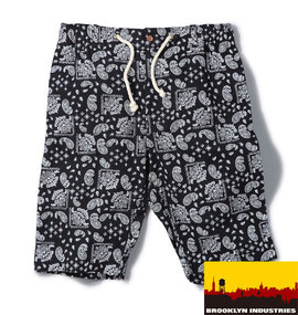 BROOKLYN INDUSTRIES プリントイージーハーフパンツ ブラック系