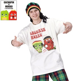 GACHAPIN×MUKKU Tシャツ(半袖) ホワイト