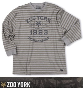 ZOO YORK ボーダーTシャツ チャコール×モクグレー