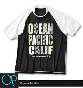 OCEAN PACIFIC ラッシュガード(半袖) ブラック×ホワイト