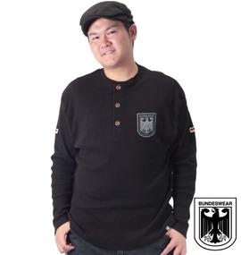 BUNDESWEAR ワッフルヘンリーTシャツ ブラック