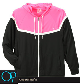 OCEAN PACIFIC ジップパーカーラッシュガード ブラック×ピンク
