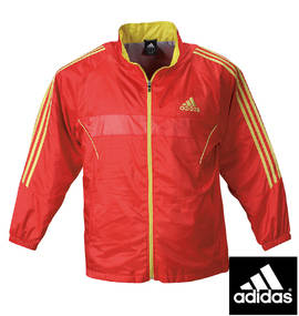 adidas ウインドジャケット レッド×ゴールド