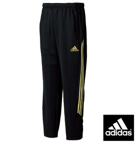 adidas ウォームアップパンツ ブラック×ゴールド
