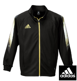 adidas ウォームアップジャケット ブラック×ゴールド