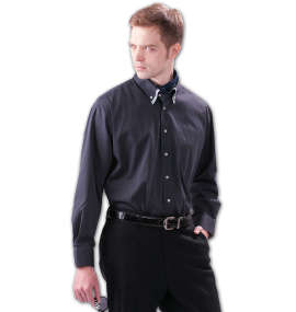 HIROKO KOSHINO HOMME 2枚衿風マイターB.D長袖シャツ チャコール×ブラック