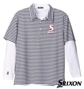SRIXON ドレスシャツ(半袖)+ハイネックT ネイビー×ホワイト