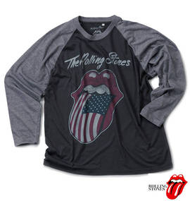ROLLING STONES ラグランTシャツ(長袖) ブラック×チャコール