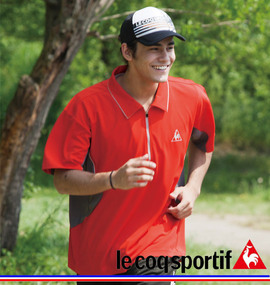 LE COQ SPORTIF ジップシャツ(半袖) レッド