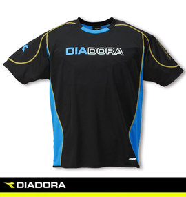 DIADORA プラクティスシャツ(半袖) ブラック×ターコイズ