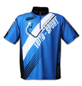 lotto DRYメッシュ半袖ハーフジップシャツ ブルー