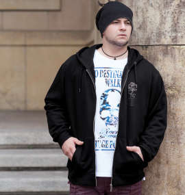 Roen grande カモフラスカルフルジップパーカー ブラック