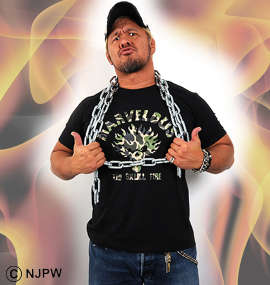 新日本プロレス 真壁刀義UG SKULL FIRE半袖Tシャツ ブラック
