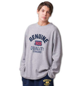 EDWIN ワッフルフェルト刺繍長袖Tシャツ グレー