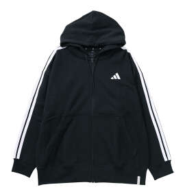 adidas ESS+3Sスウェットフルジップフーディ ブラック